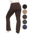 thumbnail image 3 of Stretch Is Comfort Women's Plus High Waist Cotton Bootcut Yoga Pants Brown 6X, 3 of 8