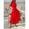 thumbnail image 3 of Women's Single Shoulder Midi Dress with Pockets 65% viscose 35% polyester Stretchy Body Not Lined Elegant Everyday Wear, 3 of 22