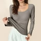 thumbnail image 5 of Camisas para adolescentes,Camiseta básica para mujer, con acolchado en el pecho, manga larga sin costuras, poliéster, ropa informal para el hogar, sopatenor, 5 of 9
