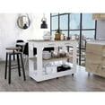thumbnail image 2 of Cala Kitchen Island 46, Six Casters, Two Drawers, Lower Open Shelf White / Light Oak, 2 of 12