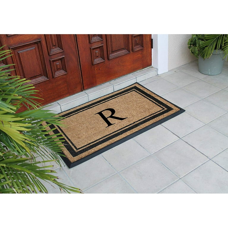 First Impression Markham Border Natural Rubber Double Door Extra Large  Monogrammed Doormat-(29.5 X 47) 