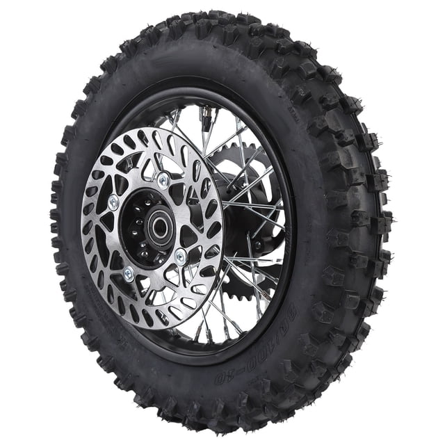 80/100-10 Rear Wheel Rim Tire, 12mm Axle Premium Rubber 10 Inch Rear Wheel Rim Tire Assembly for Mini Motorcycle Wheels