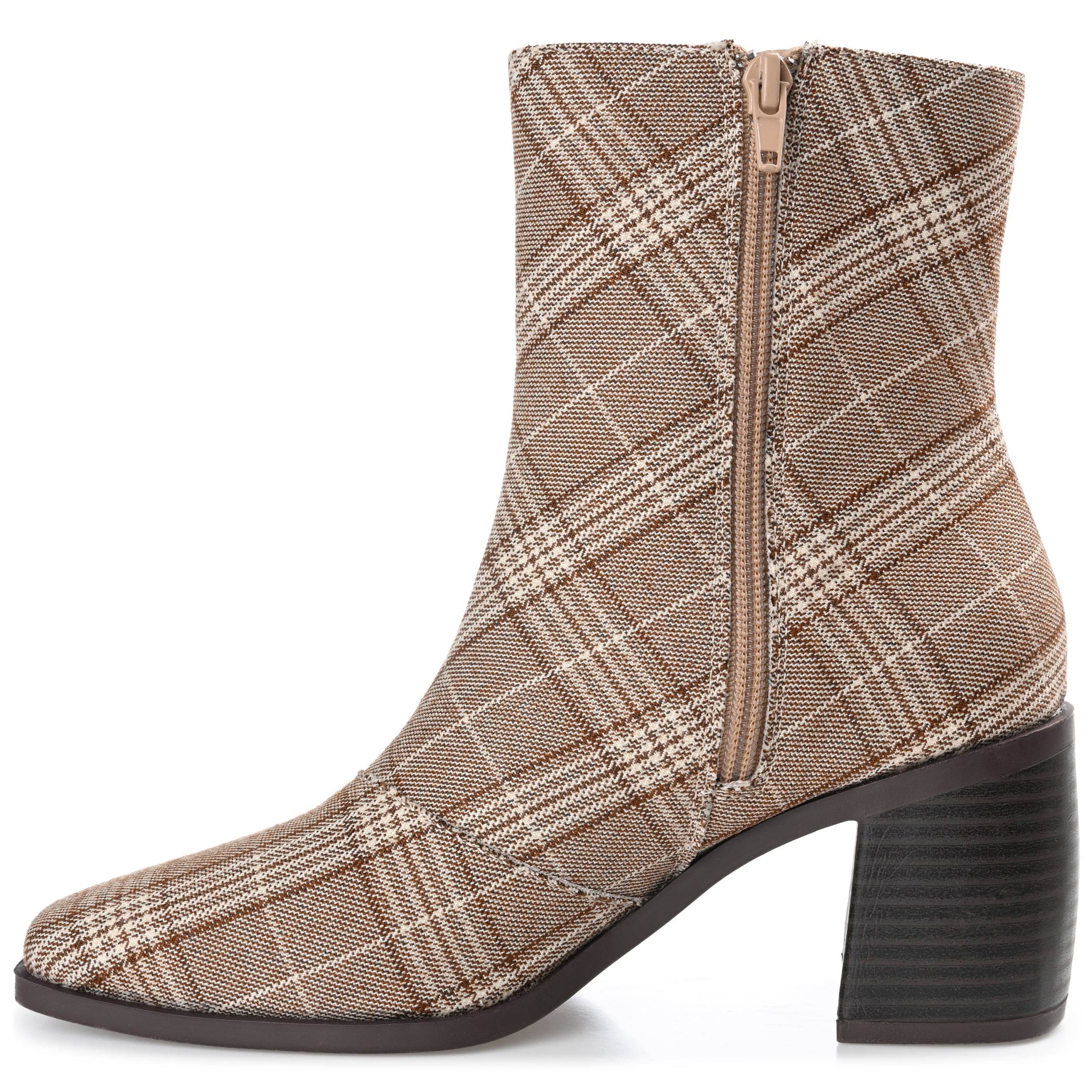 Journee Womens Sloann Inside Zip Stacked Heel Booties