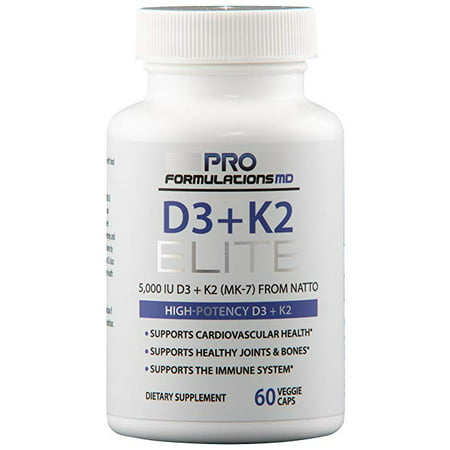 D3 K2 Elite Vitamin D3 5000 Iu Vitamin K2 Mk 7 60 Day Supply High Potency Bioavailable Mk 7 From Japanese Fermented Natto