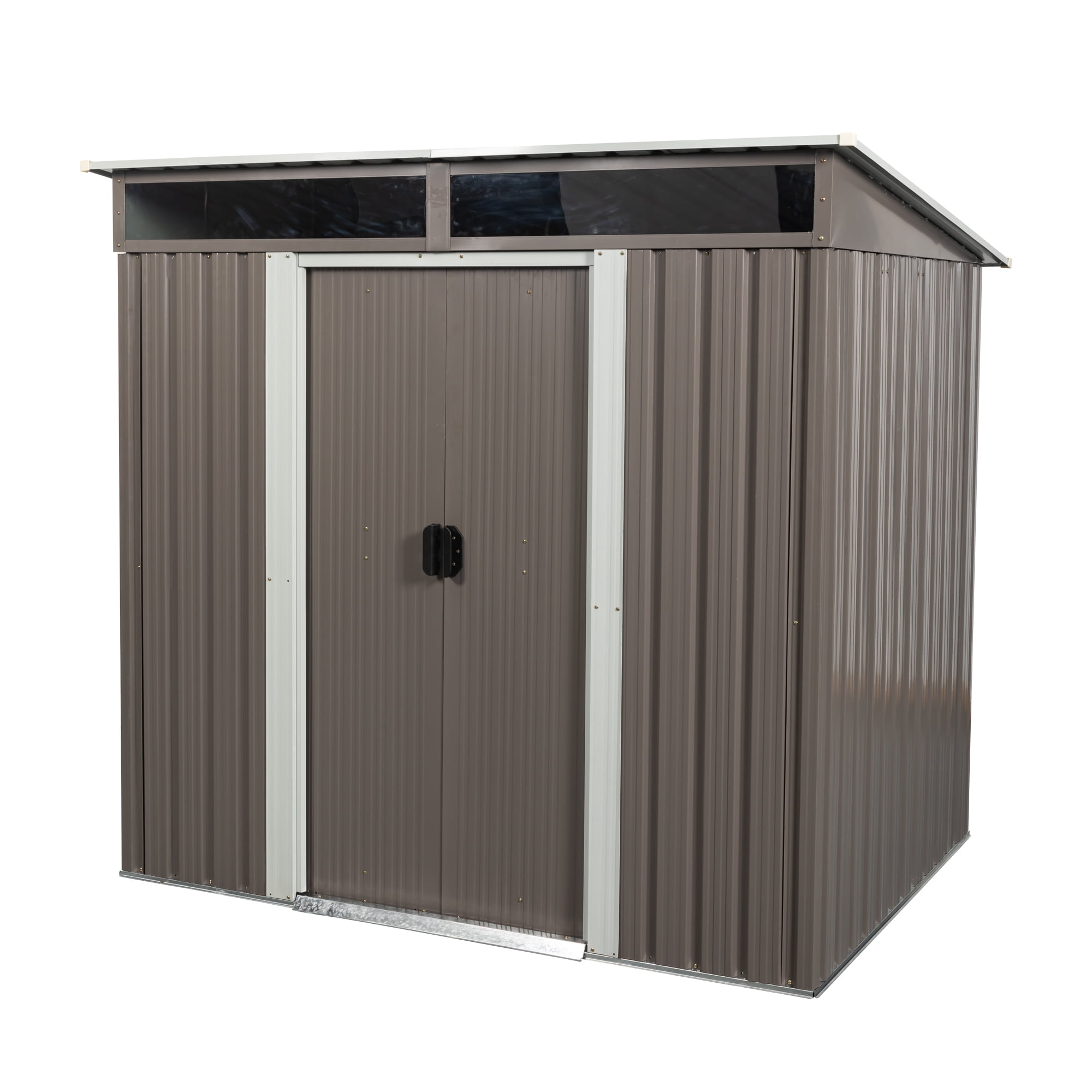 AENKYO Outdoor storage sheds 6FTx5FT Pent roof with Double Lockable Doors for Backyard Patio Lawn - Grey