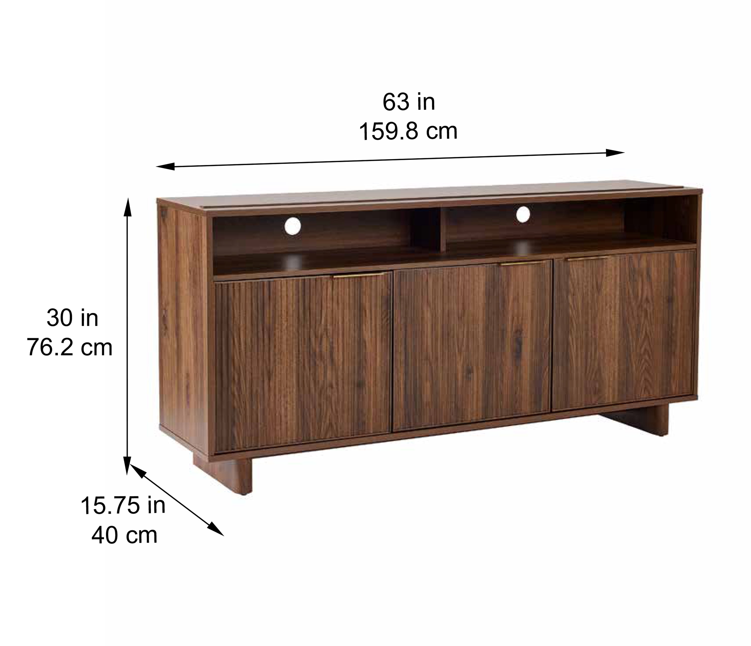 Better Homes & Gardens Lillian Fluted TV Stand for TVs Up to 70", Walnut Finish