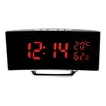 thumbnail image 3 of Reloj digital electrónico LED con pantalla curva para dormitorio de estudiante, con alarma, temperatura y humedad, y tres niveles de brillo., 3 of 5