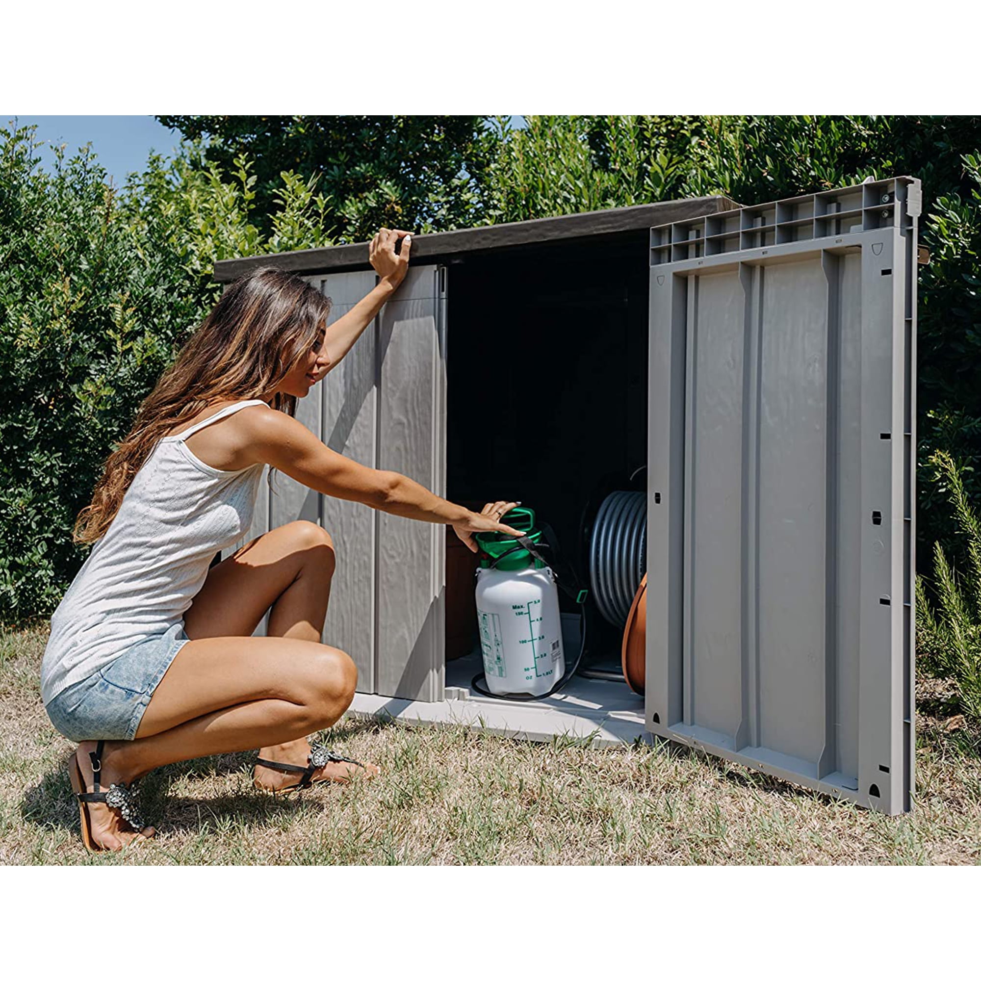 Toomax Stora Way All Weather XL 7' x 3.5' Storage Shed Cabinet, Taupe