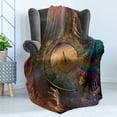 thumbnail image 4 of Magic Soft Flannel Fleece Throw Blanket, Double Exposure Outer Space Mixed with Earth Symbolic Eternity Details Print, Cozy Plush for Indoor and Outdoor Use, 70" x 90", Purple Tan, by Ambesonne, 4 of 5