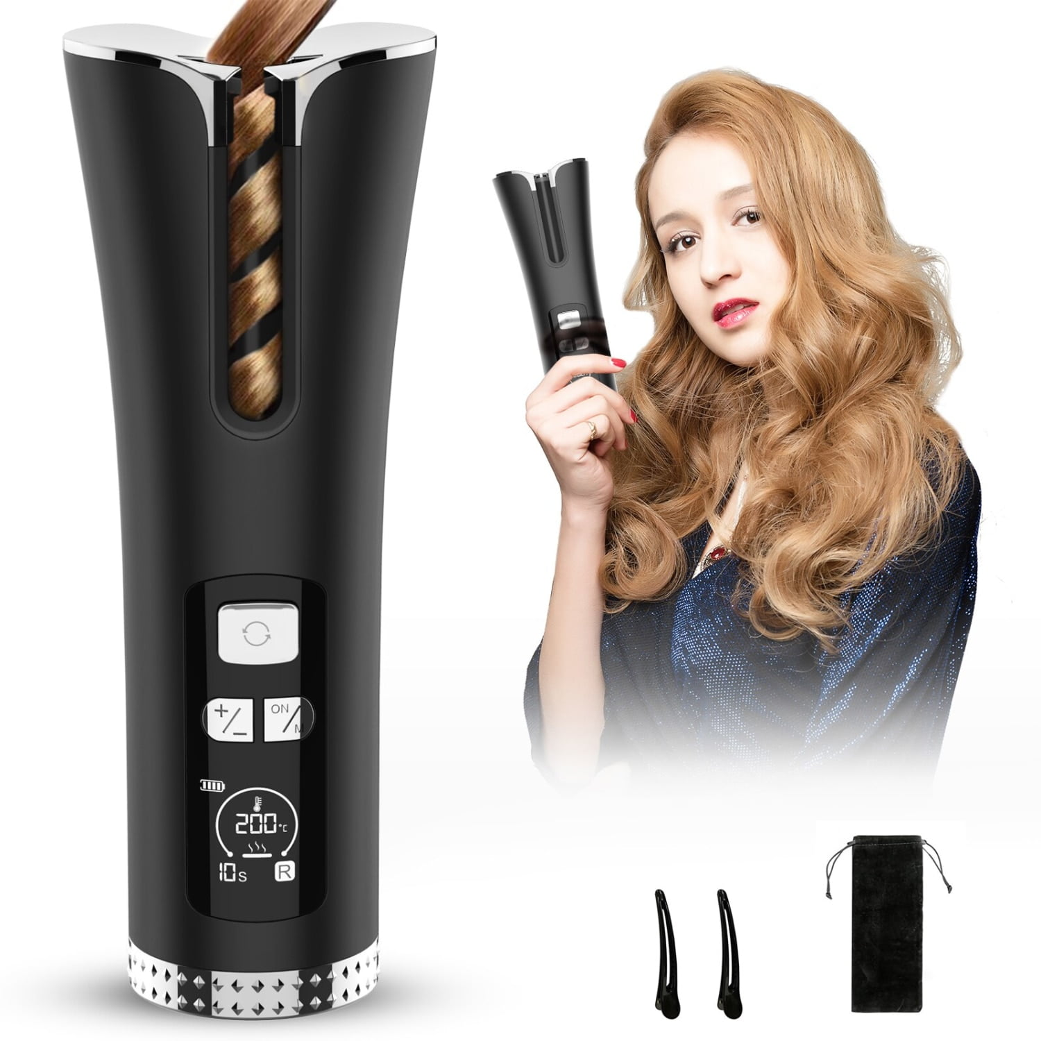Curling Conditioner For Black Hair Xpreen Cordless Auto Hair Curlers, Automatic Curling Iron, Rechargeable