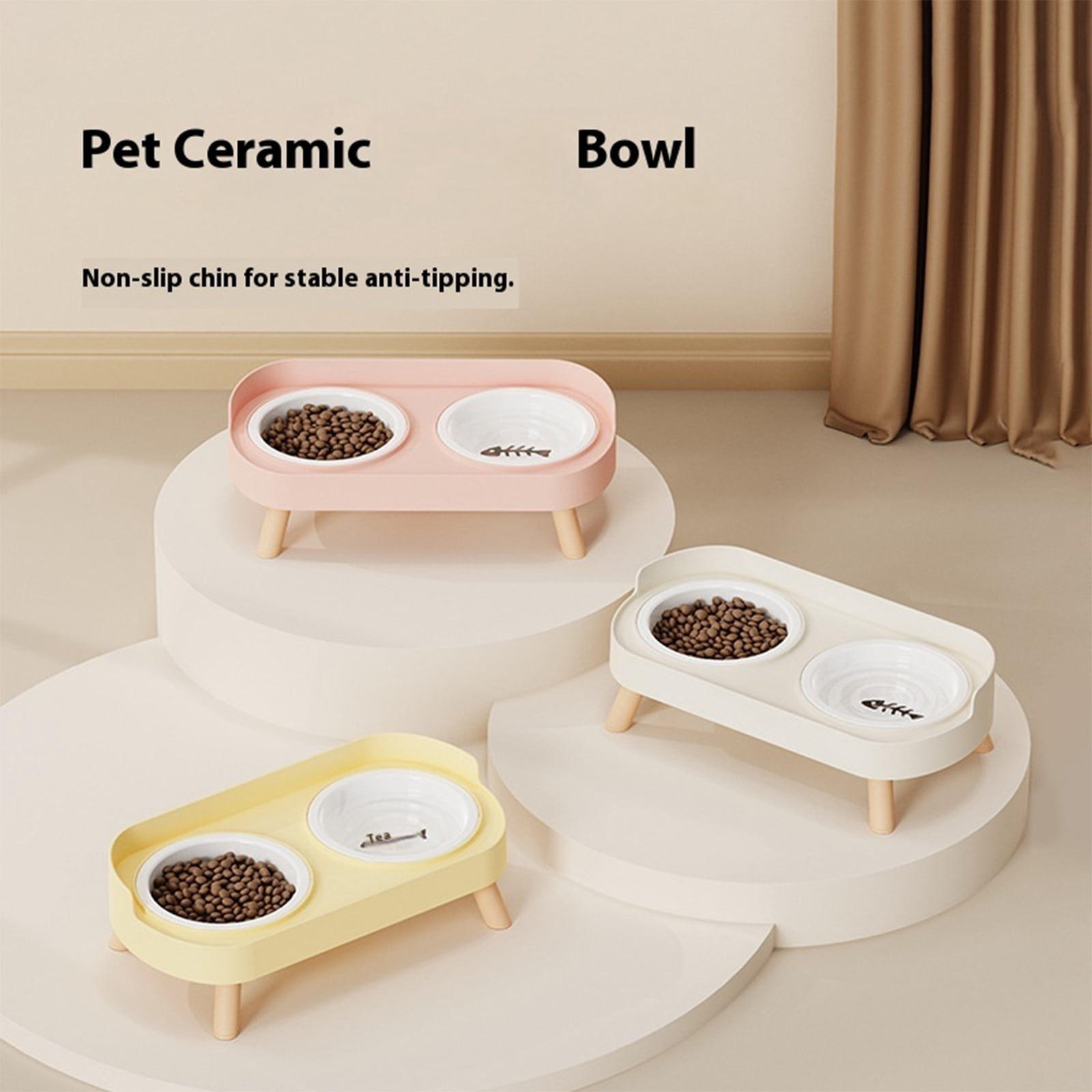 Ergonomic Elevated Dog Bowls With Stable Stand And Double Bowl For Most Breeds Bright Color