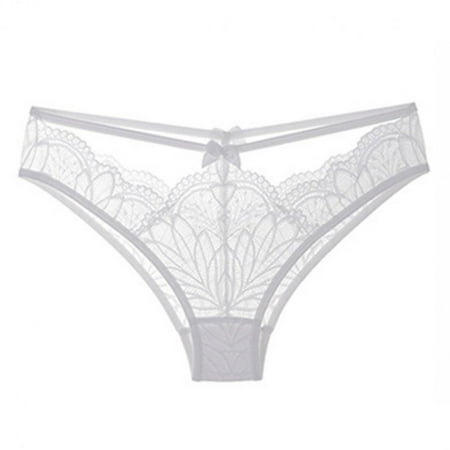 

YWDJ High Waisted Underwear for Women Women Lace Underwear Lingerie Thongs Panties Ladies Hollow Out Underwear White One Size