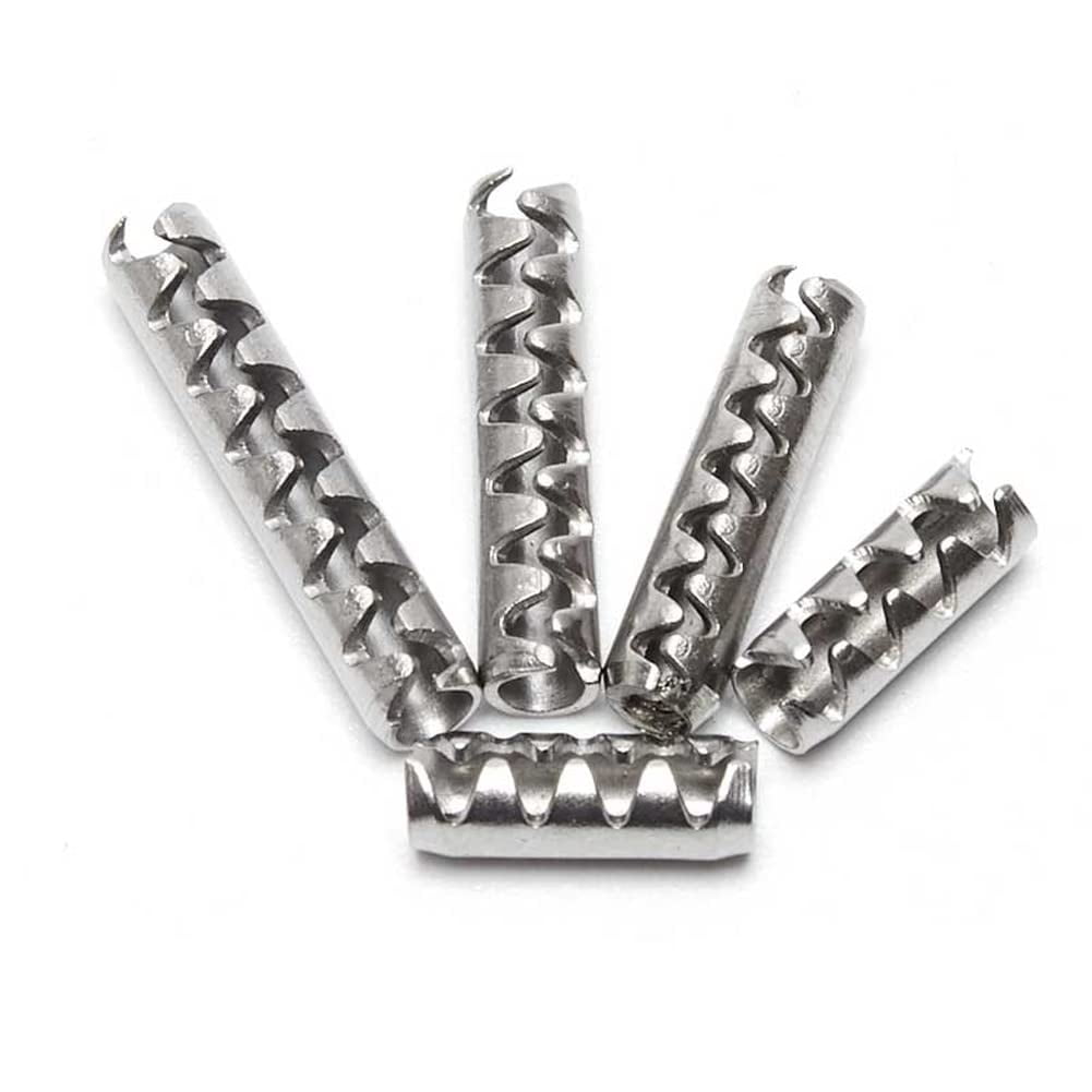 10 Pcs 304 Stainless Steel Toothed Cylindrical Corrugated Pins for Mechanical Fixtures 2x16mm.