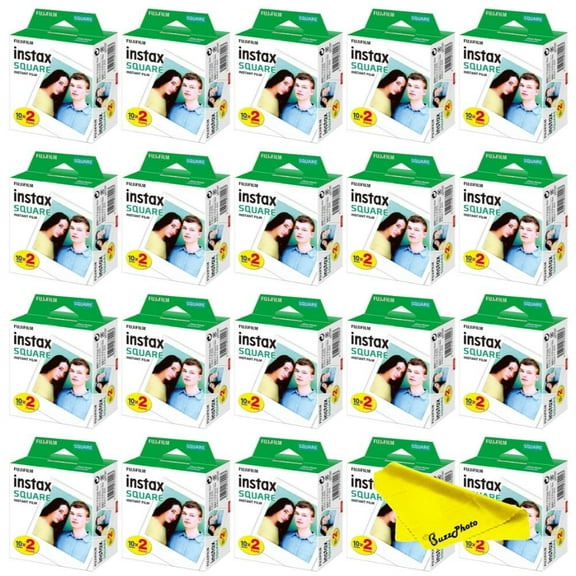 Fujifilm Instax Square Twin Pack Instant Films (White) - BuzzPhoto Value Pack (400 Sheets)
