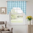thumbnail image 6 of Easter Teal Swag Valances for Kitchen Window, Lattice Plaid Small Swag Valances Rod Pocket Curtain Drapes Window Treatment for Bedroom Bathroom, 56x36 Inch, 6 of 9