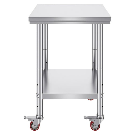 Heavy Duty Stainless Steel Work Table on Wheels, 24x30 Inch Restaurant Prep Table, Adjustable Casters for Commercial Kitchen & Food Industry (33.8 Inch Height)
