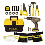Stanley Jr. Mega 21 Piece Toy Tool Set with Battery Operated Drill and Tool Belt For Kids