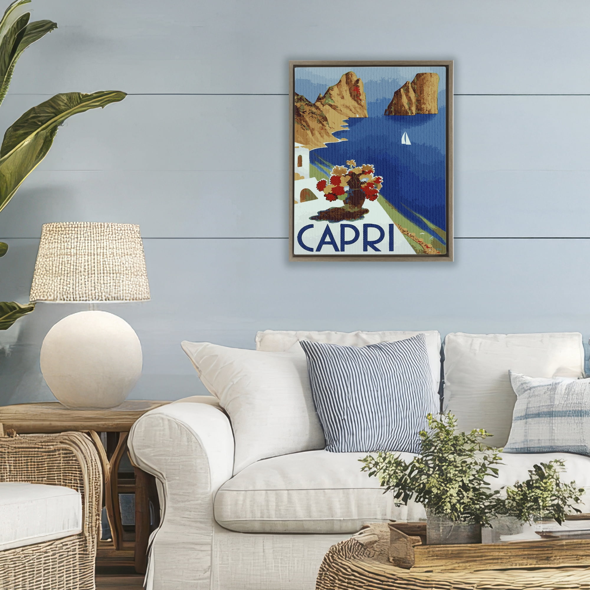 Stupell Industries Capri Island Cliffs Brown Framed Floater Canvas Wall Art, design by Lil' Rue