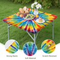 thumbnail image 4 of Colorful Rainbow Tie Dye Spiral Pattern Square Fitted Tablecloth with Elastic Edge,Square Table Cover,Washable Elastic Table Cover for Home Kitchen Party Decor 34"x34", 4 of 6