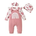 thumbnail image 3 of BULLPIANO Newborn Baby Girl Clothes Infant Girls Outfits Ruffle Sleeve Romper Bodysuit Suspender Trousers Headband Hat Set Toddler Baby Girl Christmas Outfits, 3 of 9