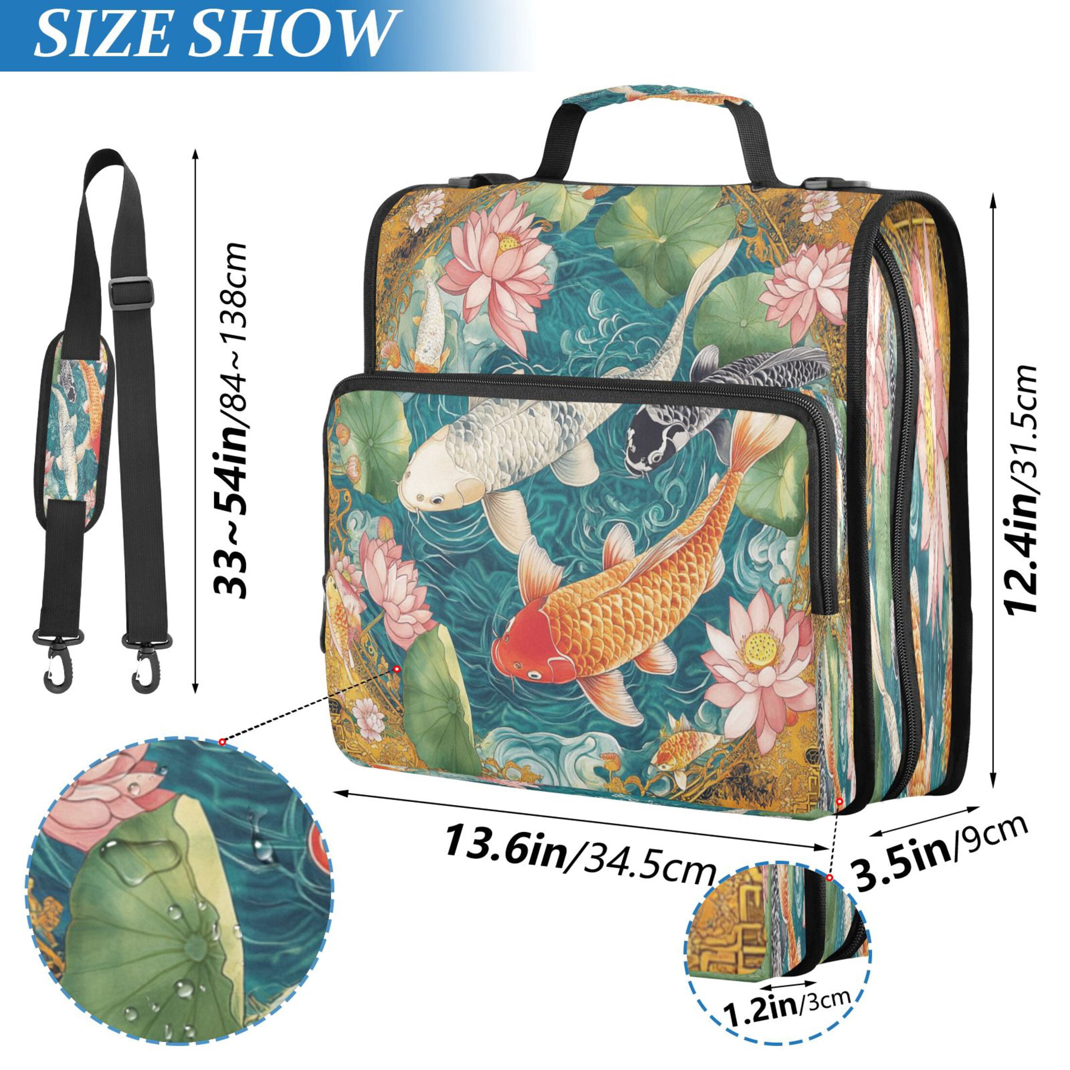 YAZAOO Zipper Binder trapper keeper Documents Organized Design Koi Harmony Printed
