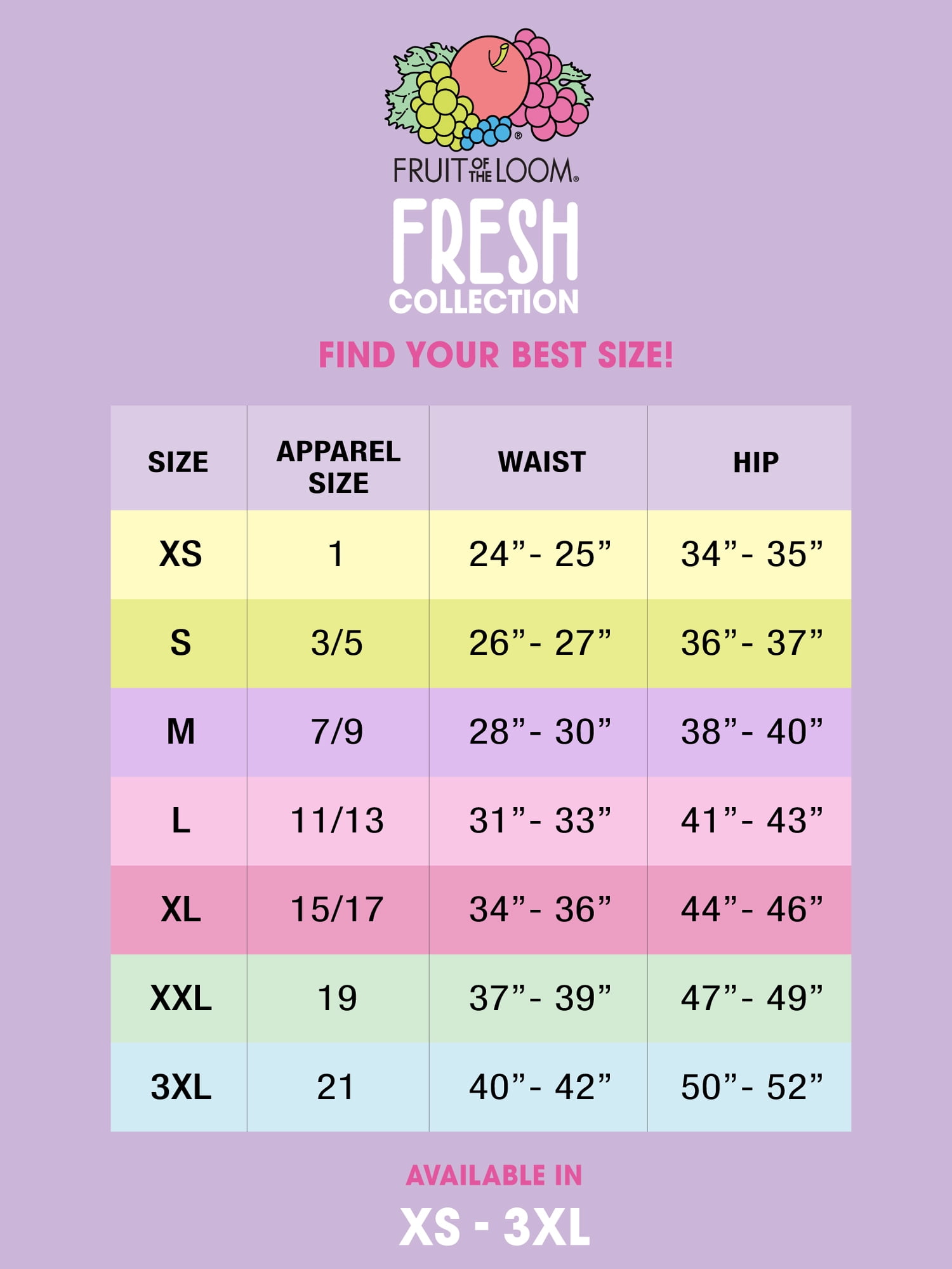 Fresh by Fruit of the Loom Juniors Riding High Seamless Bikini 2-Pack, Style FR132W, Sizes XS to 3XL