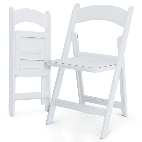 YYEAN Set of 2 Resin Folding Chairs - White with Padded Seats, Lightweight & Sturdy, Easy to Store, Ideal for Weddings, Parties, Kitchen & Dining, Indoor & Outdoor Use​