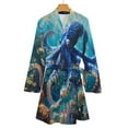 thumbnail image 4 of Colorful Octopus Under The Sea Night Robe Long Sleeve V Neck Robe With Belt Women's Sleepwear Dresses, 4 of 9