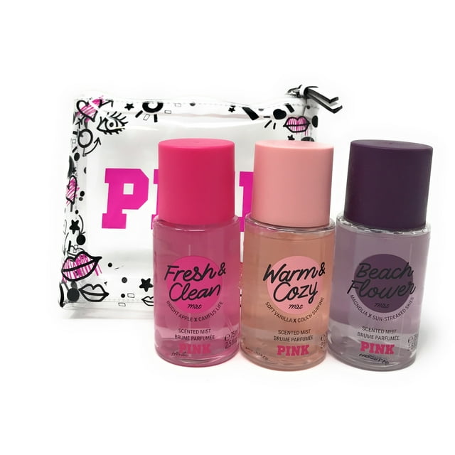 Victoria's Secret PINK Mini Body Mist Gift Set Fresh and Clean, Warm and Cozy, Beach Flower