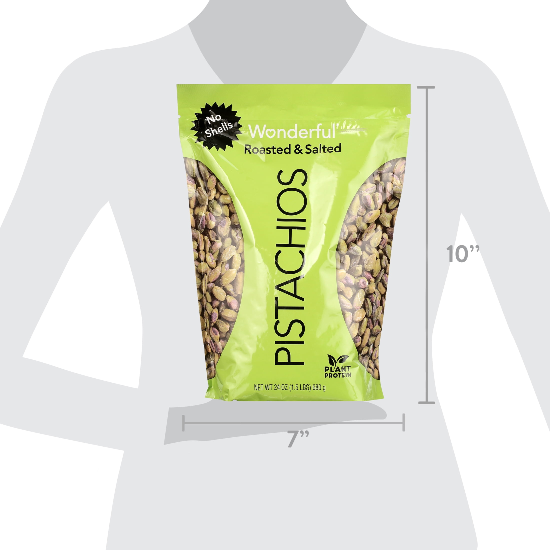 Wonderful Pistachios, No Shells, Roasted & Salted, 24 Ounce Resealable Pouch