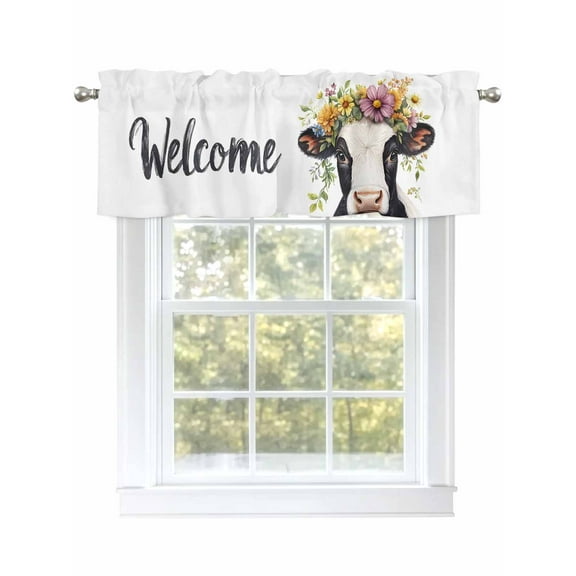 Cute Duck Valances for Windows, Rod Pocket Kitchen Valance Curtains - Soft & Washable Small Window Treatment for Living Room, Bathroom, Spring Garland, 54x18inch