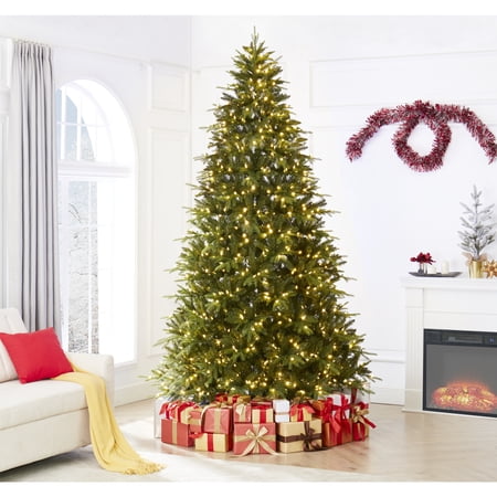 Naomi Home Traditional Artificial Pine Fir Christmas Tree with Lights-Base:Included,Color:Green,Size:9 Ft