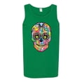 thumbnail image 2 of Wild Bobby Dean Russo Colorful Sugar Skull Streetwear Men Graphic Tank Top, Kelly, X-Large, 2 of 5