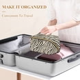 thumbnail image 3 of FORMRS Makeup Bag Travel Cosmetic Organizer for Women Fold Flat Zipper Pouch with Handle, Black Lines, 3 of 8