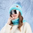 thumbnail image 3 of ievspot 1 Set Women Winter Hat And Scarf Set Plush Ball Decor Contrast Color Thick Plush Line Outdoor Ski Skating Cycling Neck Cover Cap Set, 3 of 8