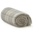thumbnail image 2 of Americanflat 50x60 Throw Blanket, 100% Cotton with Fringe, Cream Beige Plaid, all seasons blanket, 2 of 5