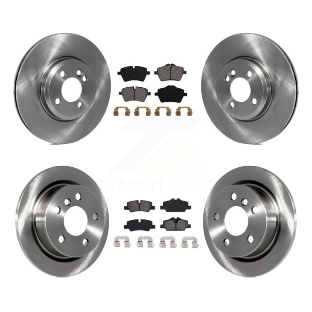 Transit Auto Front Rear Disc Brake Rotors and Semi-Metallic Pads Kit for Car 2015 Mini Cooper 2.0L 1.5L with 294mm Diameter Rotor 4 Lug Wheels K8S-102920
