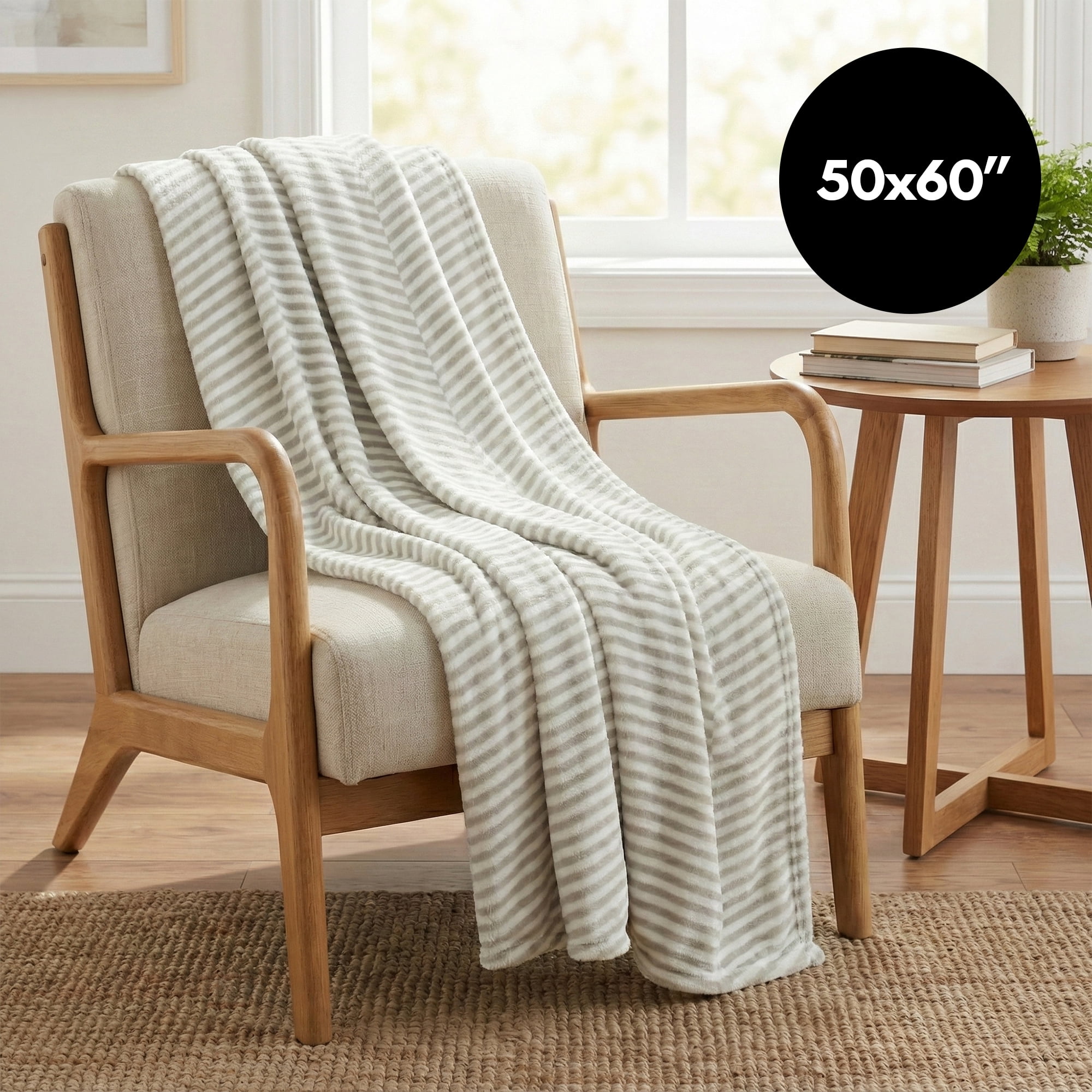Americanflat 50x60 Fleece Throw Blanket - Classic Herringbone Pattern Design - Soft Throw For Couch And Bed - Cozy Comfort For Any Room - White