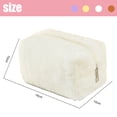thumbnail image 2 of Makeup Bag, Plush Cosmetic bags, Cute Zipper Travel Toiletry Soft Storage Pouch for Office Supplies Cosmetics Makeup Travel Accessories - Off white, 2 of 5