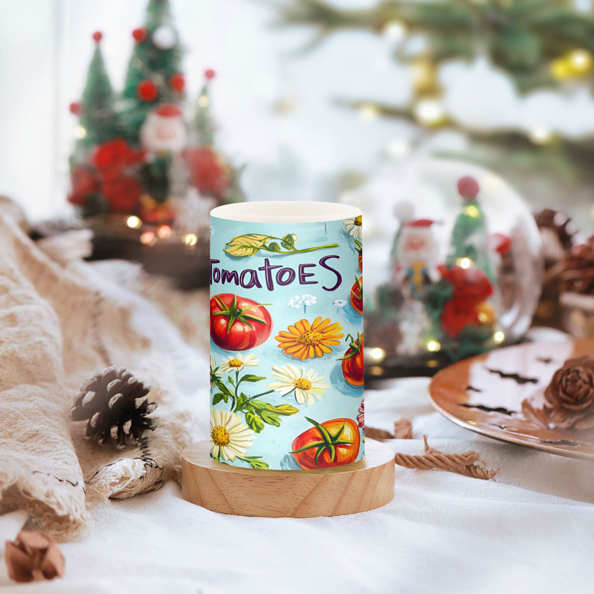 Yayeee Flameless Candles with Remote Flickering Battery Operated Multi Color Changing, Green Tomatoes