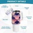 thumbnail image 4 of Fish Scales 40 oz Tumbler with Handle Insulated&nbsp;Travel Mug&nbsp;Lid Straw Leak Proof Steel Vacuum Water Bottles Glasses Fits in Car Cup Holder, 4 of 7