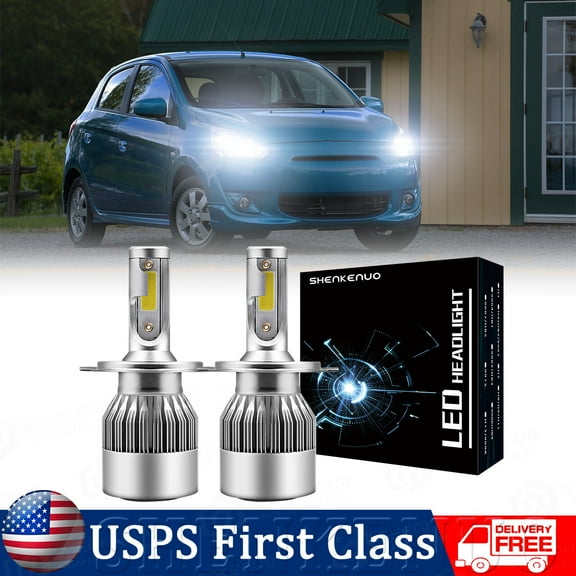 For Mitsubishi Mirage 2014-2019 LED Headlight H4 Bulb High/Low Dual Beam White （2pcs）
