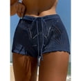 thumbnail image 5 of Women's Hollow Out Drawstring Waist Bikini Cover Up Shorts Tie Front Crochet Cover Up Bottom, 5 of 7