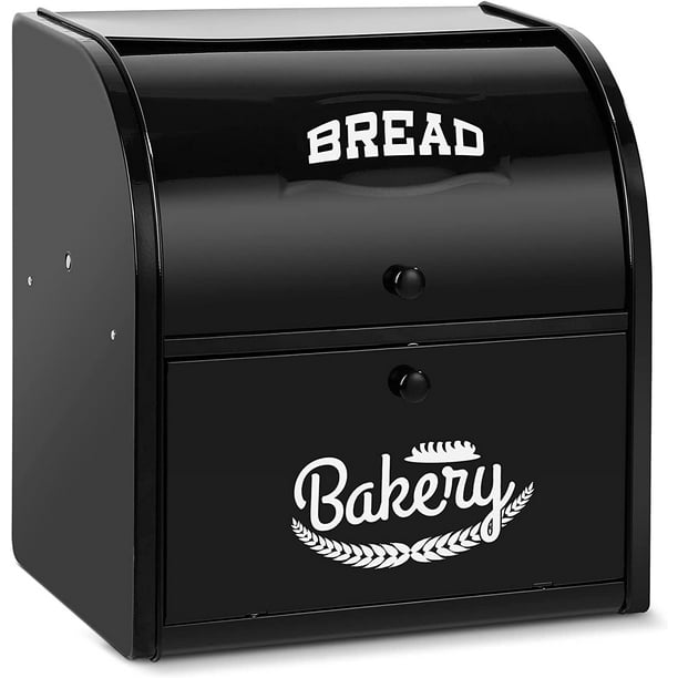 2 Layer Metal Bread Boxes, Bread Box Storage Bin Kitchen Container with