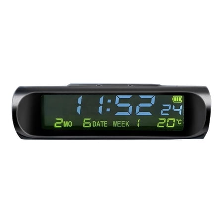 Solar Car Clocks Automotive Electronic Led Digital Clock Thermometer Alarm Clock