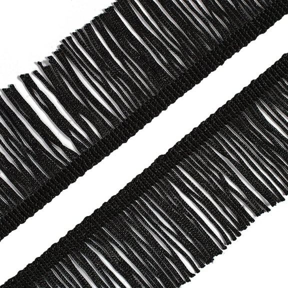2" Chainette Tassel Braided Fringe Polyester Trim For Sewing, Crafts, Upholstery, & More - (Black, 1 Yard)