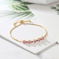 thumbnail image 3 of Gem Stone King 18K Yellow Gold Plated Silver Tennis Bracelet for Women Round Pink Moissanite and Created Sapphire Blue 2.70cttw, 3 of 3