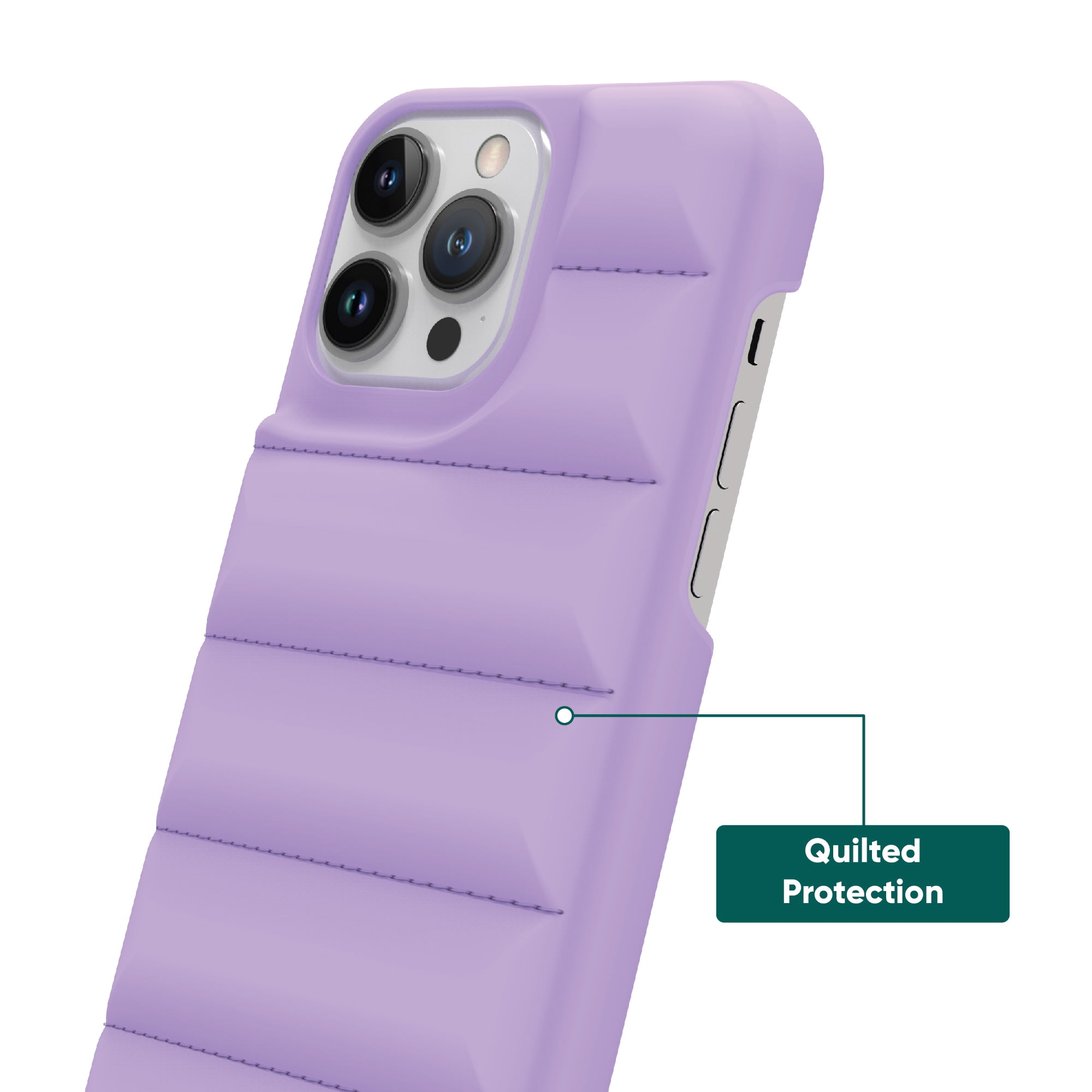 onn. Puffer Soft Quilted Phone Case for iPhone 13 Pro Max and iPhone 12 Pro Max - Purple