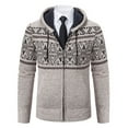 thumbnail image 3 of IYTR Mens Winter Jacket Plaid Long Sleeve Jacket Zipper Stand-Up Collar Comfy Velvet Sweater Coat with Pocket Beige XXL, 3 of 6