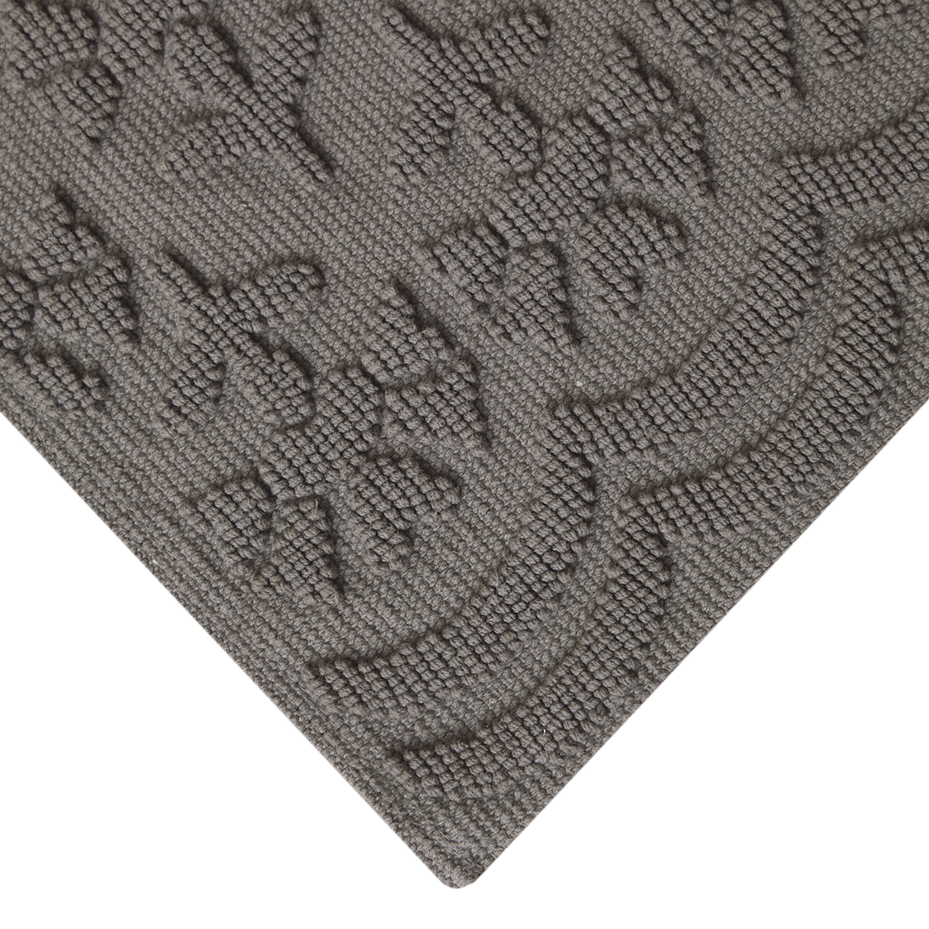 Beautiful Floral Block Scallop 2 Piece Bath Rug Set by Drew Barrymore, Charcoal Grey, 17" x 24" & 20" x 30"